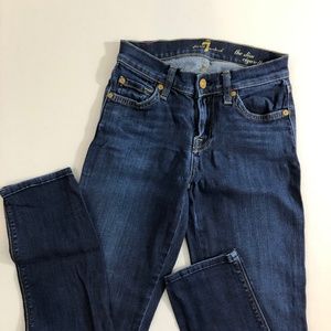 7 for all Mankind Slim Cigarette Jeans Skinny Women's 24 Dark Blue Wash Jean